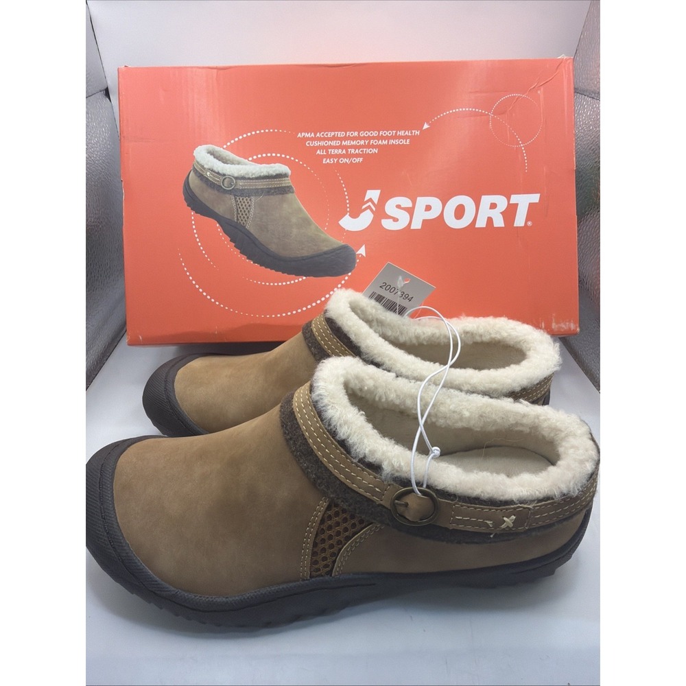 JSport Janie Women Tan Slip On Shoes S6JAN01 Casual Faux Fur Lining Size 7.5 NIB